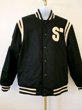 Snipes Black embroidered Varsity Americana Streetwear Jacket sz Large